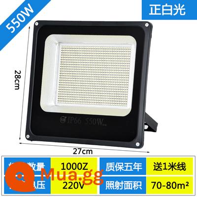 Đèn pha LED ngoài trời chống nước nhà máy sân chiếu sáng ngoài trời công trường xây dựng đèn pha siêu sáng nhà máy đèn rọi ánh sáng mạnh - 550W cao cấp 1000 trắng ngọc trai (1 cái)