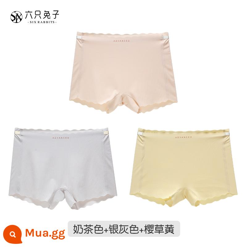 Sáu Thỏ Băng Lụa Liền Mạch An Toàn Quần Quần Lót Nữ Thoải Mái Thoáng Khí Đáy Cotton Mềm Chống Lộ Quần Lót - Màu trà sữa + xám bạc + vàng hoa anh thảo