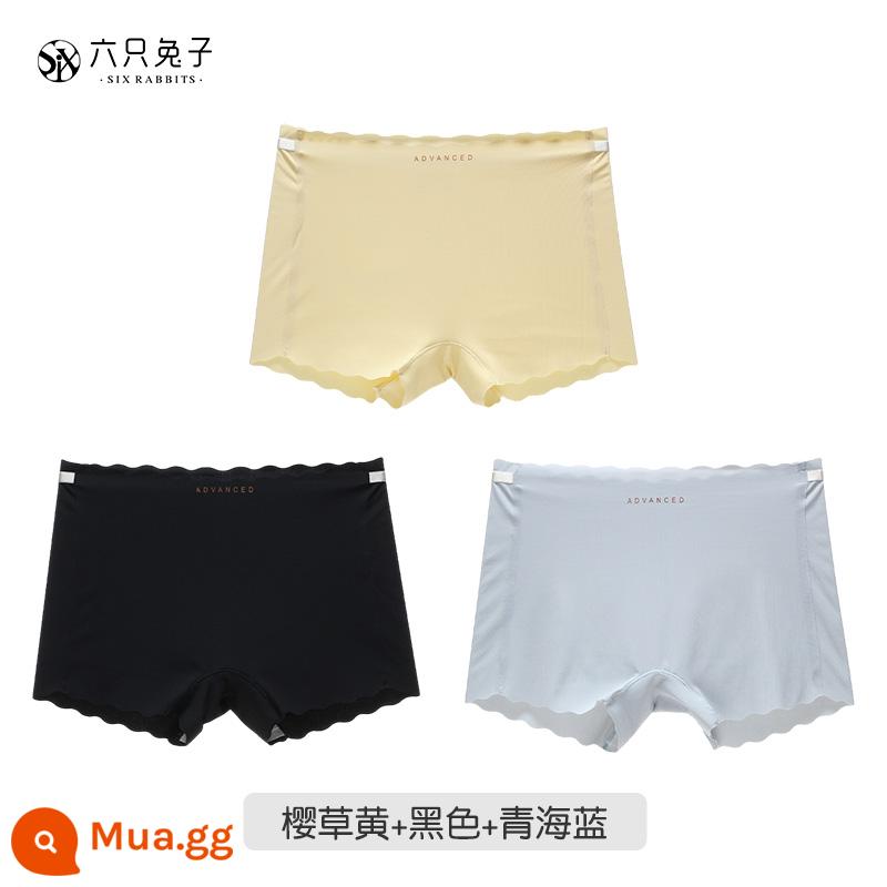 Sáu Thỏ Băng Lụa Liền Mạch An Toàn Quần Quần Lót Nữ Thoải Mái Thoáng Khí Đáy Cotton Mềm Chống Lộ Quần Lót - Hoa anh thảo màu vàng + đen + xanh Thanh Hải