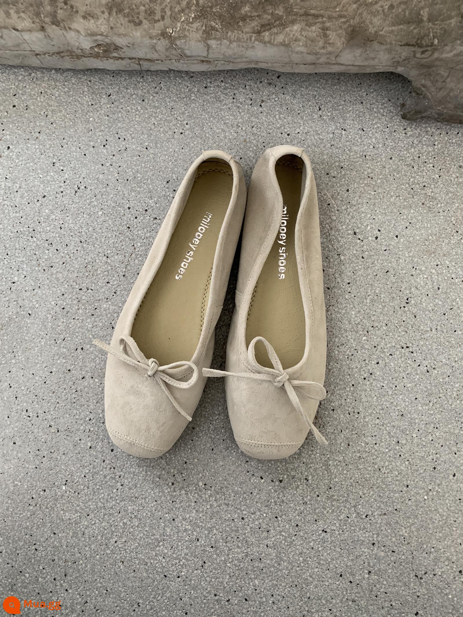 Lost Nai Sừng Tấm "Sống Động Ba Lê Giày" Pháp Retro Cổ Tích Flat Ballet Giày Xuân Thu Da Thật Chính Hãng Da Túi Giày dành cho Nữ - Bán trước màu cát sẽ được vận chuyển trong 8 ngày làm việc