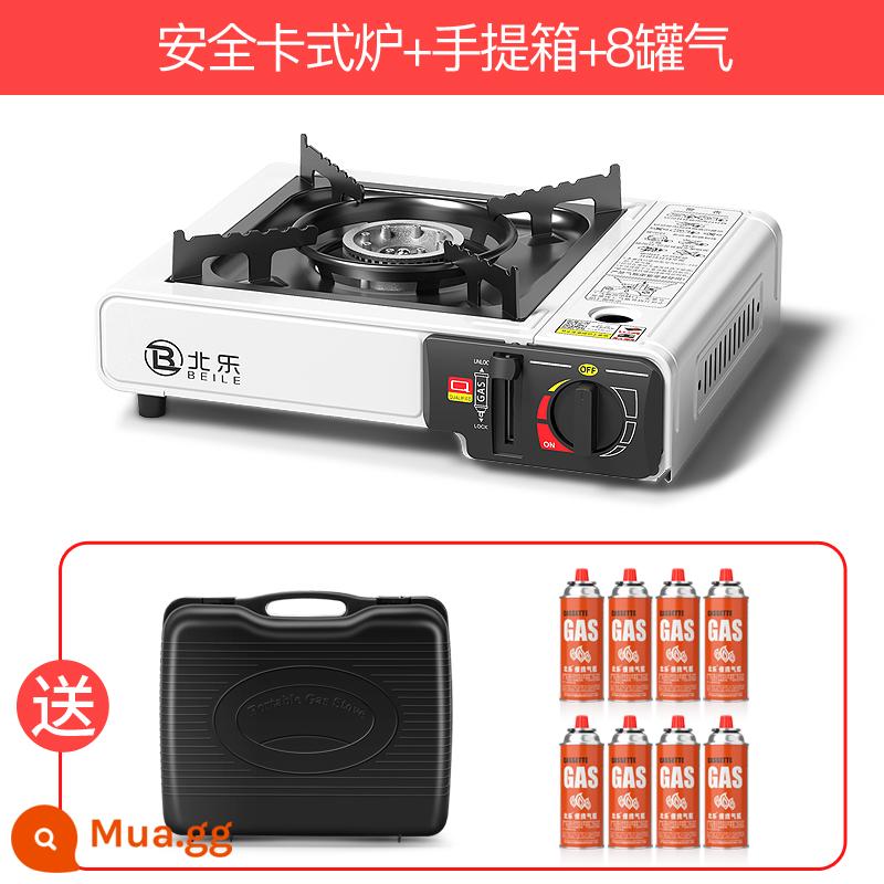 Lò băng cassette bình gas xách tay đa năng hóa lỏng chai nhỏ butan thẻ khí từ ngoài trời khí đóng hộp xi lanh khí - Bếp Cassette + 8 bình gas + vali