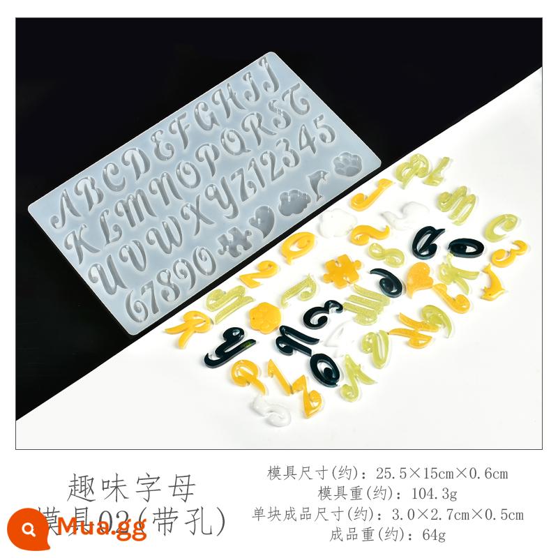 Miễn phí vận chuyển khuôn silicone bộ sưu tập pha lê keo AB keo handmade tự làm gói nguyên liệu nhựa epoxy keo mài mòn móng vuốt mèo - Khuôn chữ vui nhộn 02 (có lỗ)