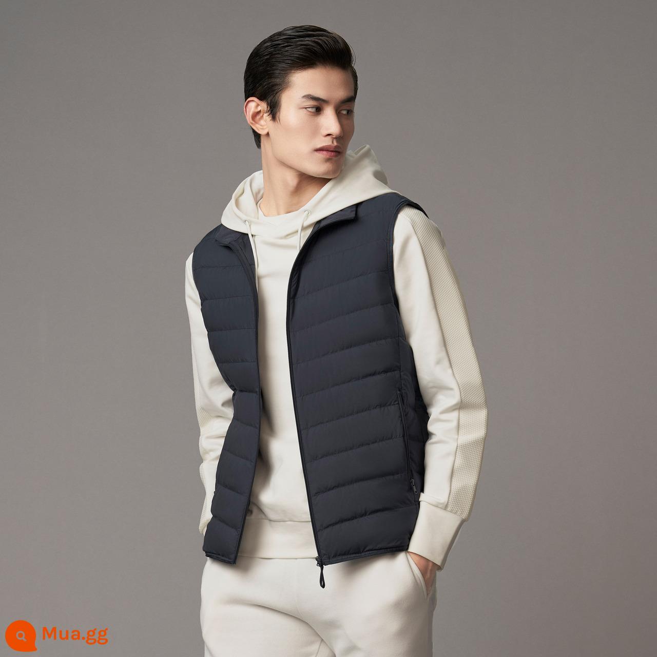 Bosideng Xuống Áo Vest Nam Mùa Đông Mới Cổ Đứng Mỏng Ngắn Áo Vest - Màu xanh quý phái 5456