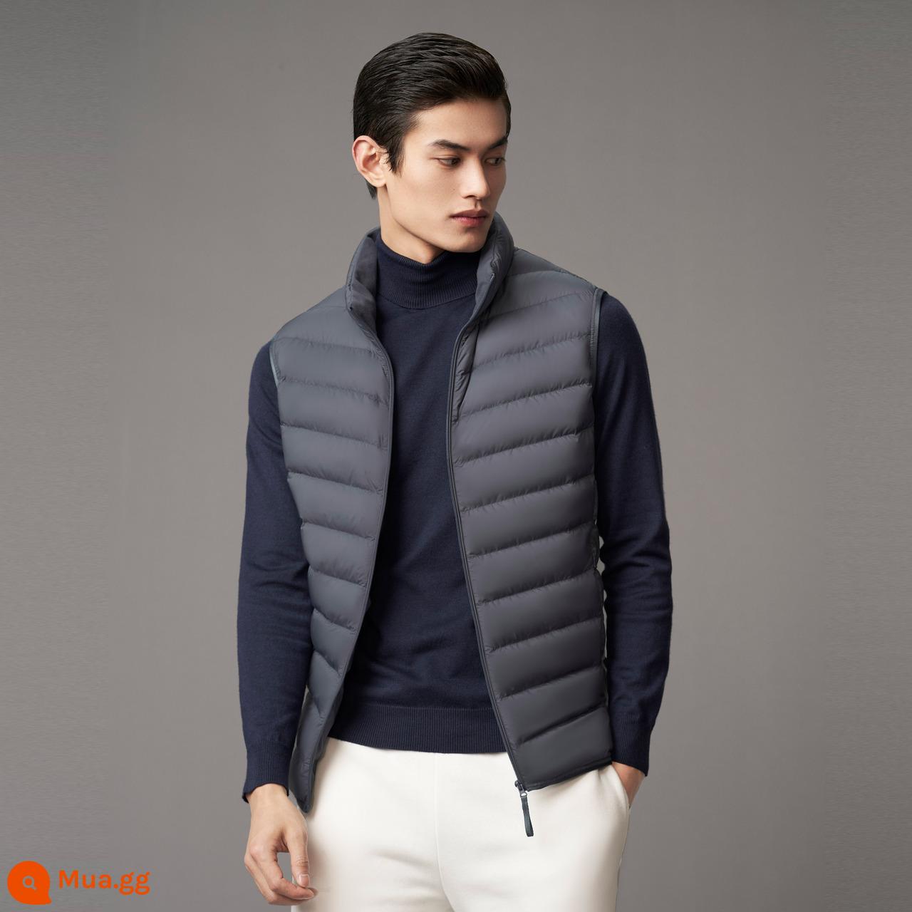 Bosideng Xuống Áo Vest Nam Mùa Đông Mới Cổ Đứng Mỏng Ngắn Áo Vest - Màu xanh huyền thoại 5277