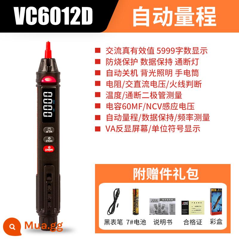 Máy đo vạn năng Victory kỹ thuật số độ chính xác cao hoàn toàn tự động thông minh VC890C+D máy đo vạn năng sửa chữa thợ điện máy đo đa năng - VC6012D [đồng hồ vạn năng loại bút]