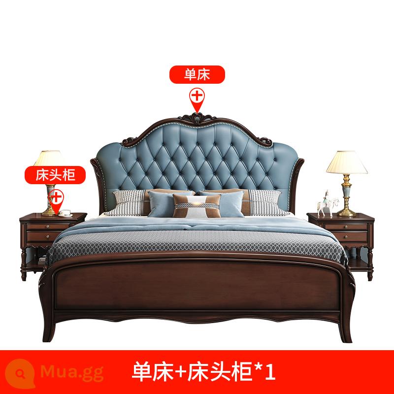 American Solid Wood Bed 1,8 mét của giường đôi châu Âu ánh sáng sang trọng hiện đại tối giản phòng ngủ chính giường cưới túi mềm túi lưu trữ hộp cao - Giường + 1 * bàn cạnh giường ngủ