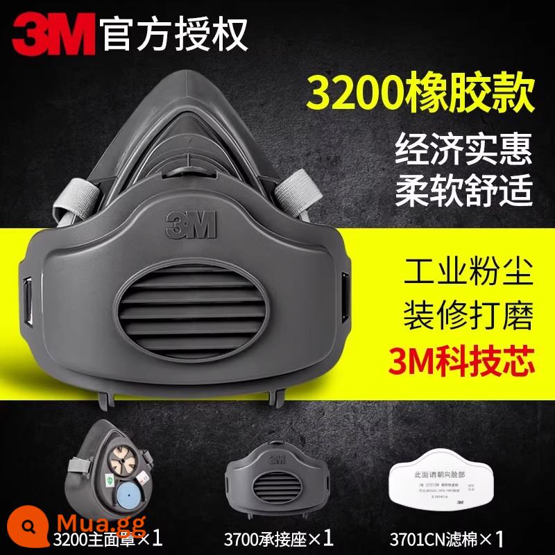 Mặt nạ chống bụi 3M chống bụi công nghiệp mặt nạ silicon thoáng khí mặt nạ mài thợ hàn mỏ than đặc biệt xác thực - Cao su 3200 (cổ điển và bền) + 1 miếng 3701.