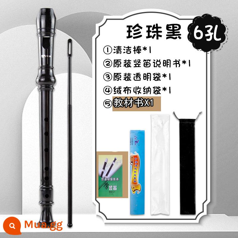 Chính Hãng Thiên Nga Đầu Ghi Trẻ Em Học Sinh Đầu Ghi Có Thể Tháo Rời Đức 8 Lỗ 6 Lỗ Treble 6 Lỗ 8 lỗ Miễn Phí Vận Chuyển - Máy ghi âm 6 lỗ màu đen ngọc trai + túi vải + tài liệu giảng dạy