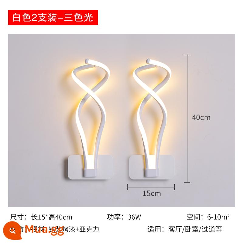 Đèn tường Bắc Âu tối giản phòng ngủ đầu giường tối giản đèn LED siêu sáng cá tính sáng tạo xuyên tường đèn phòng khách hiện đại - Kiểu ngắn màu trắng-ba màu nhạt-hai gói