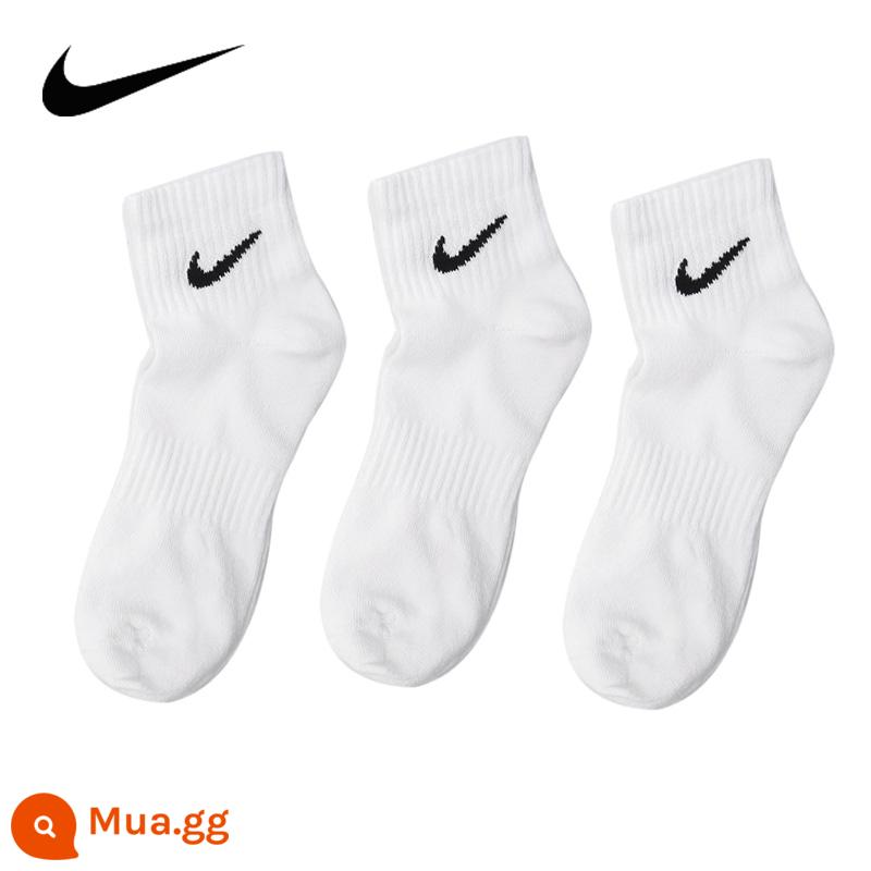 NIKE Nike trắng vớ nam vớ nữ mùa xuân 2022 mới ống ngắn ba đôi vớ thể thao SX7677-100 - SX7677-100/ảnh chính