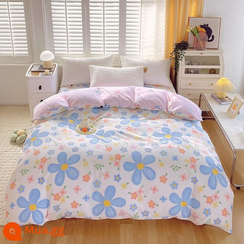 Nhỏ tươi nguyên chất cotton vỏ chăn đơn mảnh vỏ chăn 150x200 đơn ký túc xá 180x200x230 chăn đôi - Màu trắng sữa, ngập tràn sắc xuân