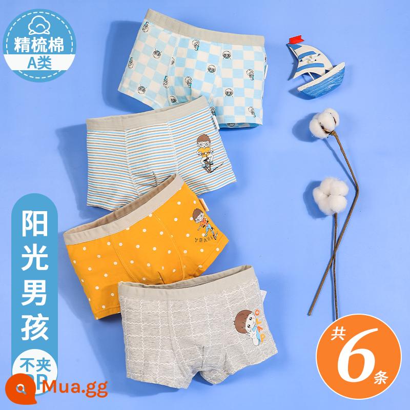 Quần lót bé trai, quần đùi bé trai cotton trẻ em, quần đùi cotton bé trai vừa và lớn, quần lót trẻ em - [Mua 4 Tặng 2] Sunshine Boy