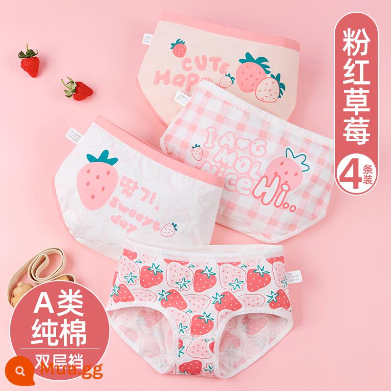 Quần lót bé gái Nanjiren cotton nguyên chất tam giác trẻ em quần đùi bé gái trung và lớn cotton trẻ em không kẹp mông PP - Dâu hồng [Cotton nguyên chất loại A, đũng quần đôi] kiểu tam giác