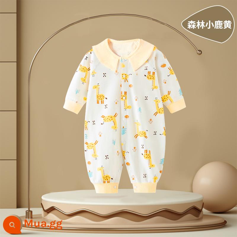 Bé áo liền quần quần áo trẻ em mùa thu đông cotton nguyên chất sơ sinh áo liền quần dày ấm áo liền quần cotton quần áo mùa đông - rừng màu vàng nâu