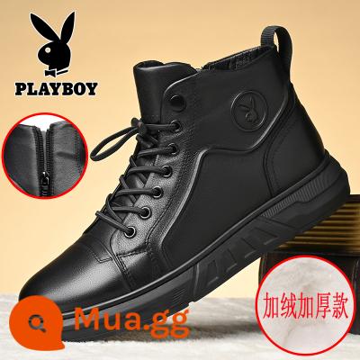 Giày bông playboy nam cộng với nhung dày mới mùa đông nóng lên ống cao bằng da bình thường - 3788 plus phong cách nhung và dày