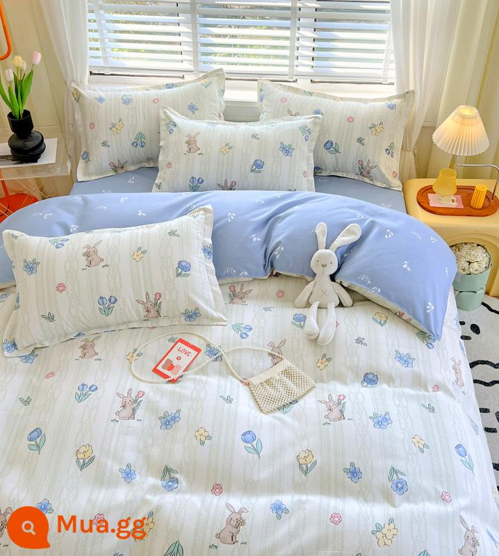 Bộ bốn món bằng cotton 100 bộ chăn ga gối đệm bằng vải cotton nguyên chất bốn mùa đơn giản thân thiện với da vỏ chăn ký túc xá sinh viên bộ ba bốn món - Thời gian rực rỡ [Bông loại A dành cho bà mẹ và trẻ sơ sinh]