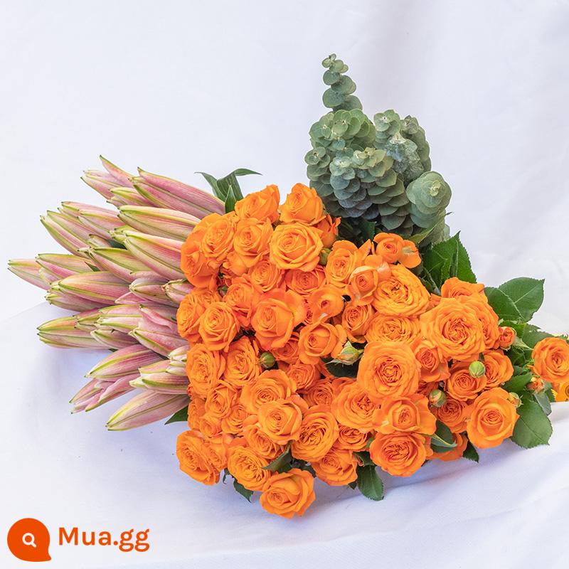 Vân Nam Đế Hoa Tóc Thẳng Nước Hoa Lily Tươi Cắt Hoa Hoa Thật Hoa Hướng Dương Hoa Hồng Nhà Bình Thủy Canh - 5 bông hoa huệ + 5 bong bóng nhiều đầu ngẫu nhiên + 10 lá bạch đàn