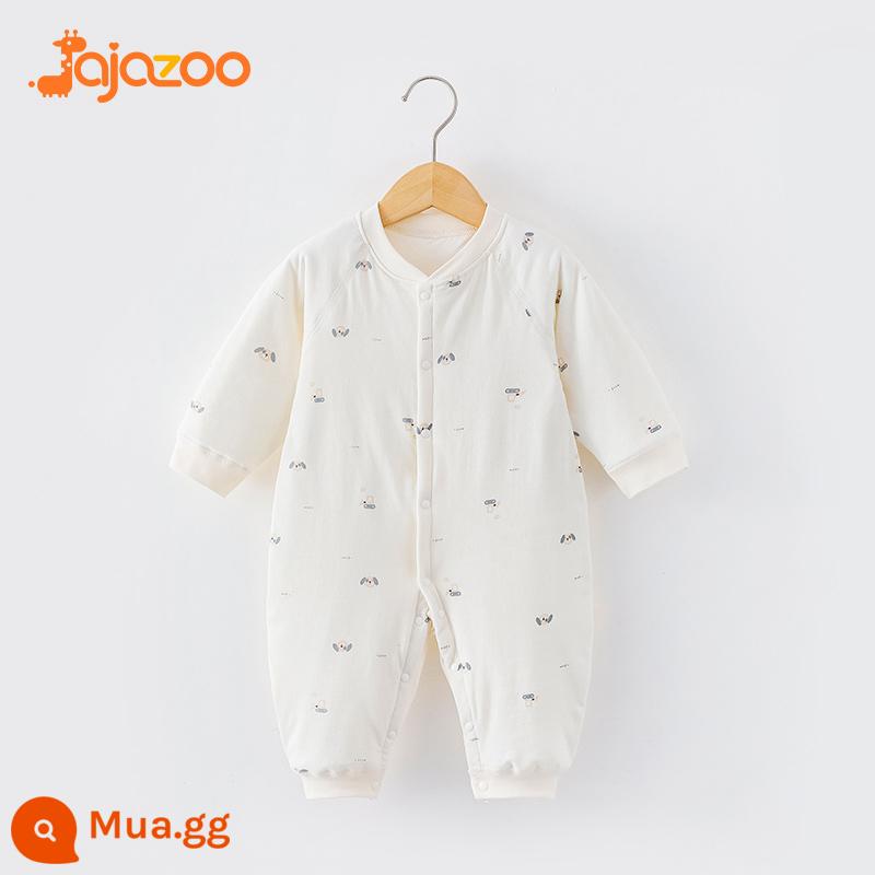 Áo liền quần cho bé mùa thu đông ấm áp nguyên chất cotton sơ sinh mỏng quần lót cotton quần áo trẻ em rompers chần bông quần áo mùa xuân - con chó con xe đẩy