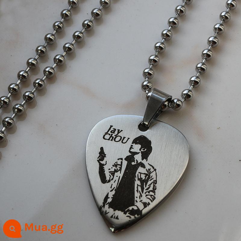 John Lennon Chọn Vòng Cổ Có Thể Chơi Ban Nhạc Kim Loại Thép Titan Tùy Chỉnh Nam Chữ Handmade Phụ Kiện Đàn Guitar Mặt Dây Chuyền - Khắc ảnh Lennon Pick + Chuỗi hạt bi