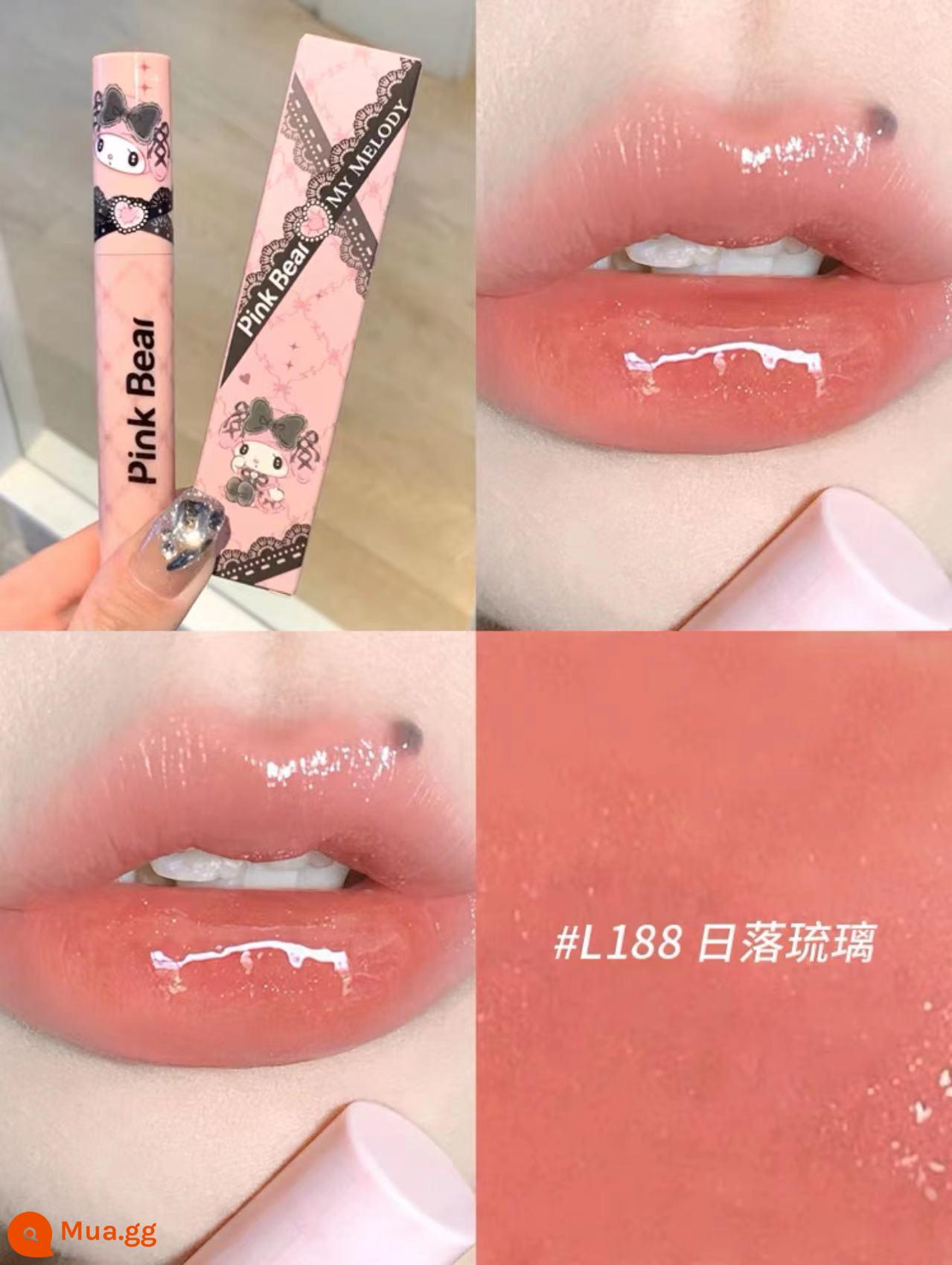 pinkbear lip men Kulomi Sanrio Melody bong bóng chung Pique gấu ngọc trai gương son môi Pico - Melody❤Pudding Lip Glaze L188#Sunset Glazed