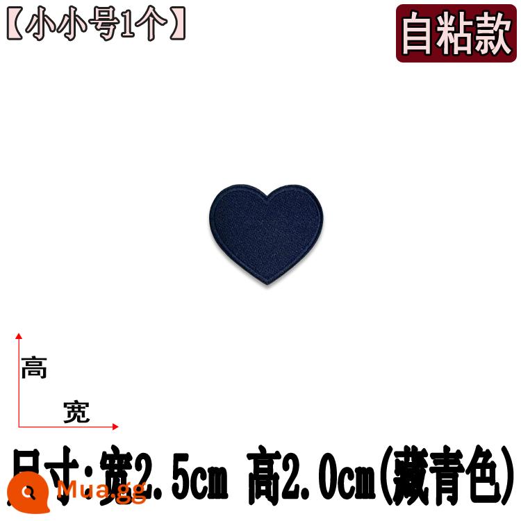 Nhỏ tự dính tình yêu vải vá cho quần áo và quần để sửa chữa lỗ thêu trái tim đính xuống áo khoác sửa chữa lỗ vá - Màu xanh navy size nhỏ