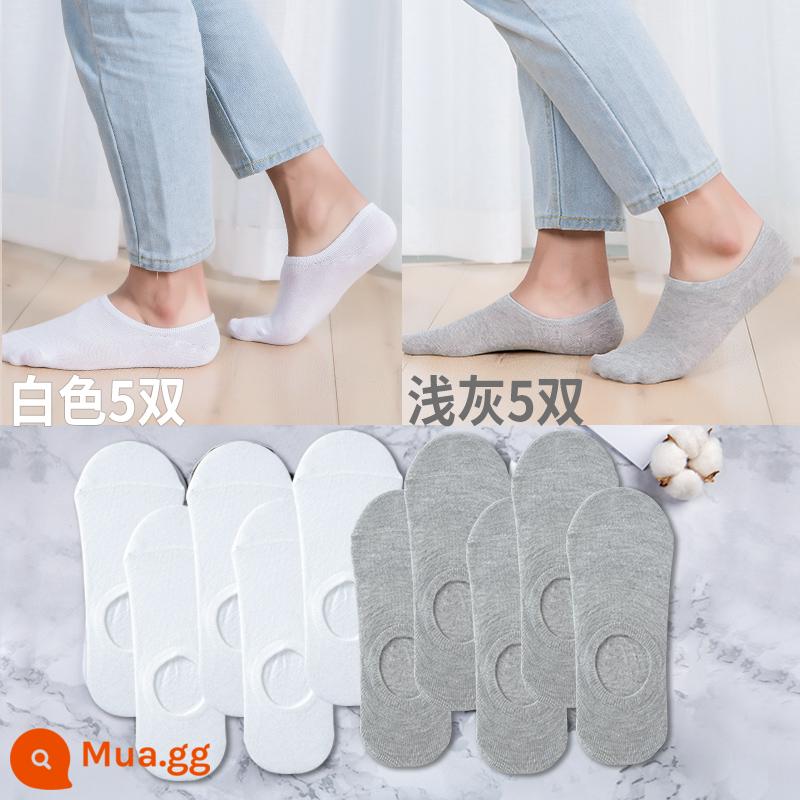 Vớ Nam Nanjiren cotton nguyên chất khử mùi thấm hút mồ hôi vớ giữa ống mùa xuân và mùa hè vớ dài màu đen công sở mỏng - Tất vô hình trắng 5 xám nhạt 5