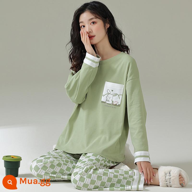 Bộ đồ ngủ Nam Cực cho nữ xuân thu 2023 mới cotton nguyên chất dài tay cỡ lớn mặc nhà mùa thu đông LK - 23579-[Giá thấp lịch sử, mua nhiều có thưởng]