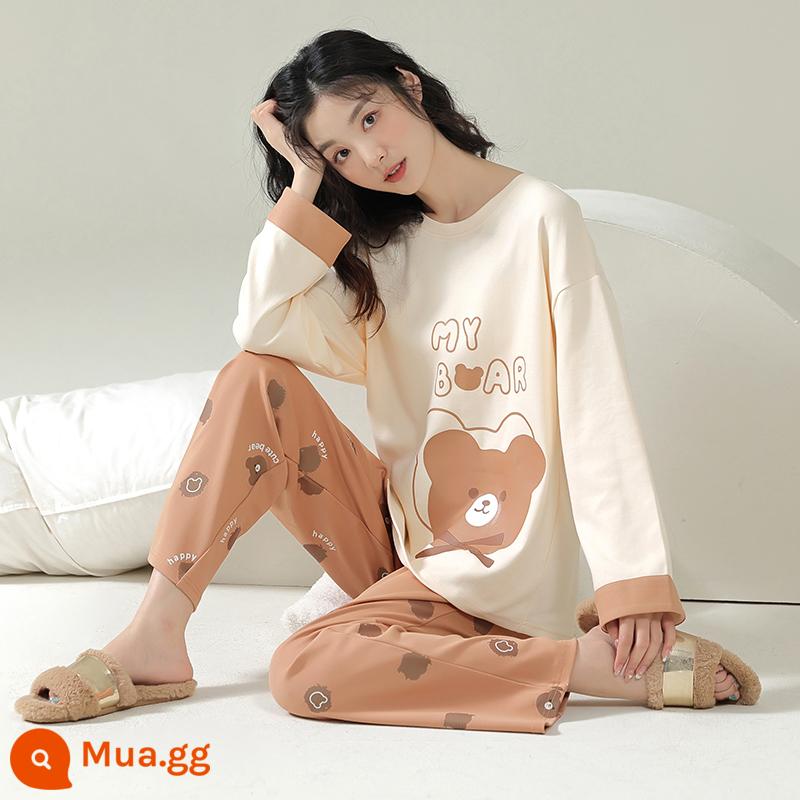 Bộ đồ ngủ Nam Cực cho nữ xuân thu 2023 mới cotton nguyên chất dài tay cỡ lớn mặc nhà mùa thu đông LK - 23605-[Ưu đãi có hạn] Giá rẻ toàn mạng