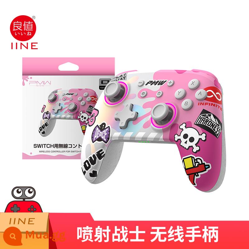 Tay cầm chơi game Switch PRO chính hãng giá trị tốt OLED NS rung không dây Bluetooth bật tay cầm trong suốt - Tay cầm đánh thức Splatoon màu hồng đi kèm mũ L696