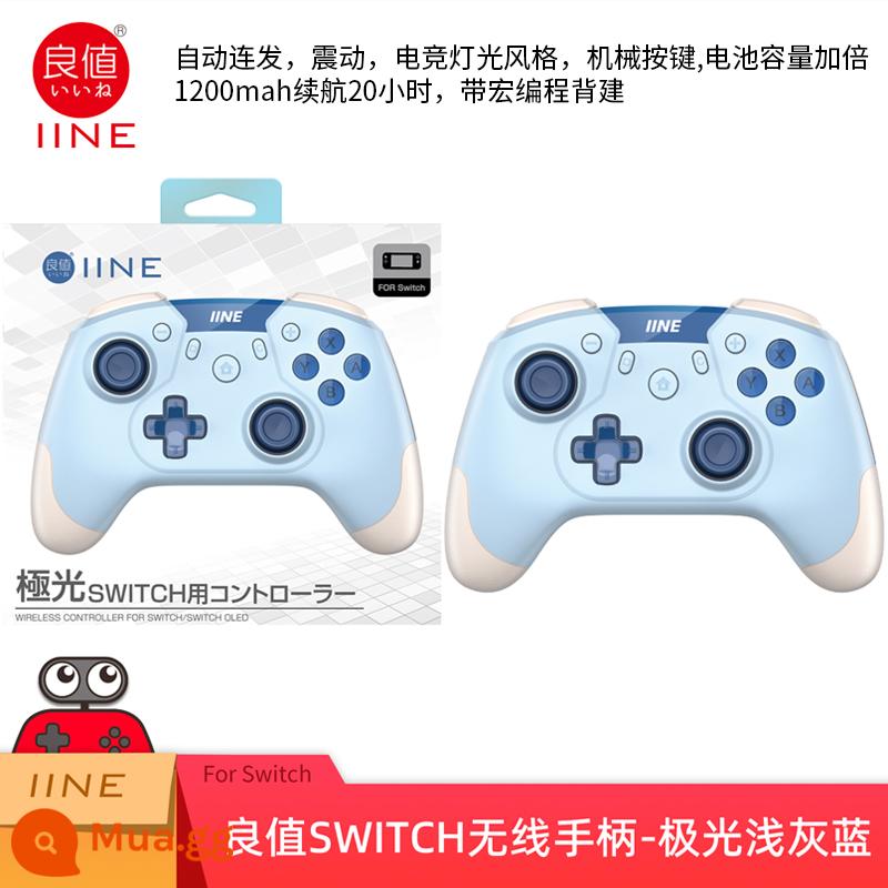 Tay cầm chơi game Switch PRO chính hãng giá trị tốt OLED NS rung không dây Bluetooth bật tay cầm trong suốt - Giá trị tốt〖Aurora Blue〗Mũ miễn phí có tay cầm cơ học được lập trình L785