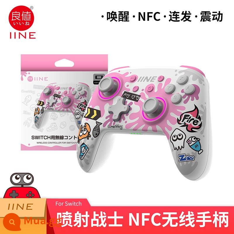 Tay cầm chơi game Switch PRO chính hãng giá trị tốt OLED NS rung không dây Bluetooth bật tay cầm trong suốt - Splatoon Pink Wake Bộ điều khiển NFC Mũ miễn phí L708