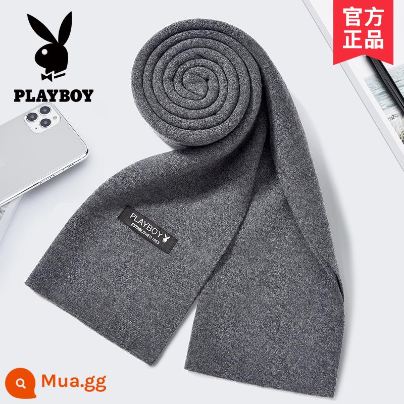 Khăn len Playboy nam thu đông ấm áp phiên bản Hàn Quốc cao cấp gửi bạn trai khăn choàng cổ chống lạnh - 6188 màu xám