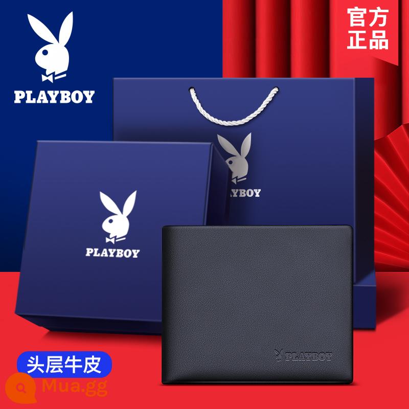 Ví nam Playboy da thật dung lượng lớn thương hiệu sành điệu giới trẻ bằng lái xe ví đựng tiền túi đựng thẻ tích hợp ví - [Hộp quà cao cấp] Da bò lớp trên cùng 2093