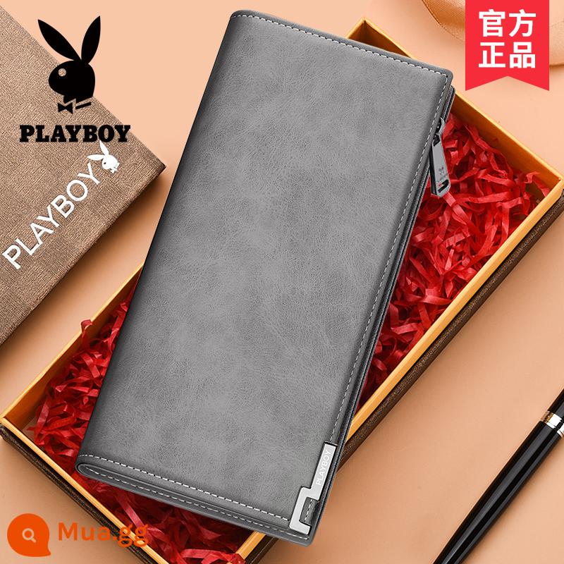 Túi Clutch Playboy Nam Ví Dài Bằng Lái Xe Tích Hợp Túi Đựng Thẻ Bố Túi Clutch Phong Cách Ví Clutch - Xám [Hộp quà sưu tầm]