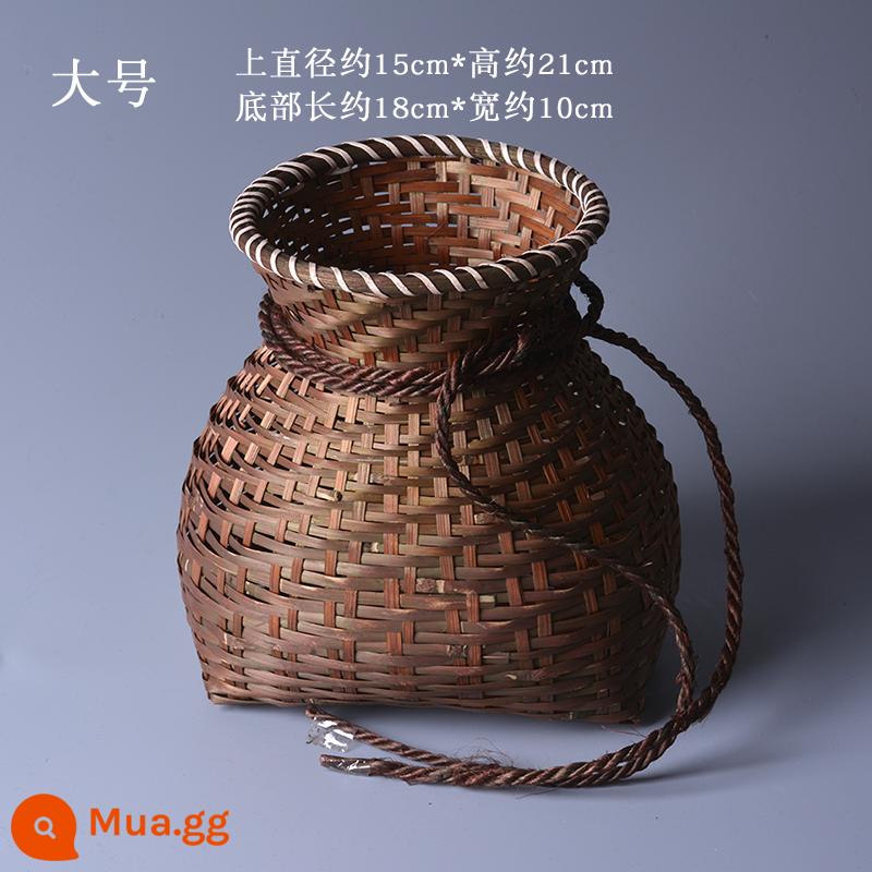 Giỏ tre handmade, giỏ cá nhỏ, giỏ tre nhỏ, giỏ tre, giỏ hái chè, giỏ đựng đồ, đạo cụ biểu diễn múa sân khấu - Kích thước lớn (cổ điển)