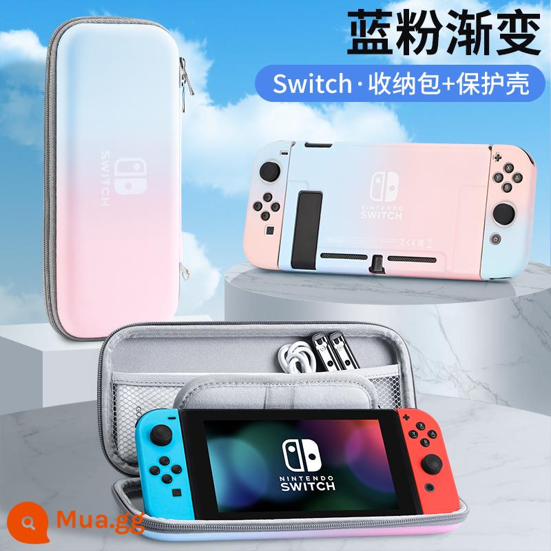 Túi lưu trữ Nintendo Switch có giá đỡ ns Vỏ bảo vệ dung lượng lớn Bảng điều khiển trò chơi switchol di động hộp vỏ cứng hộp oled hộp băng siwch vỏ tay cầm trọn bộ phụ kiện cầm tay - Hộp đựng cứng công tắc [gradient màu xanh và hồng + hộp bảo vệ tương tự] đi kèm với miếng dán + nắp