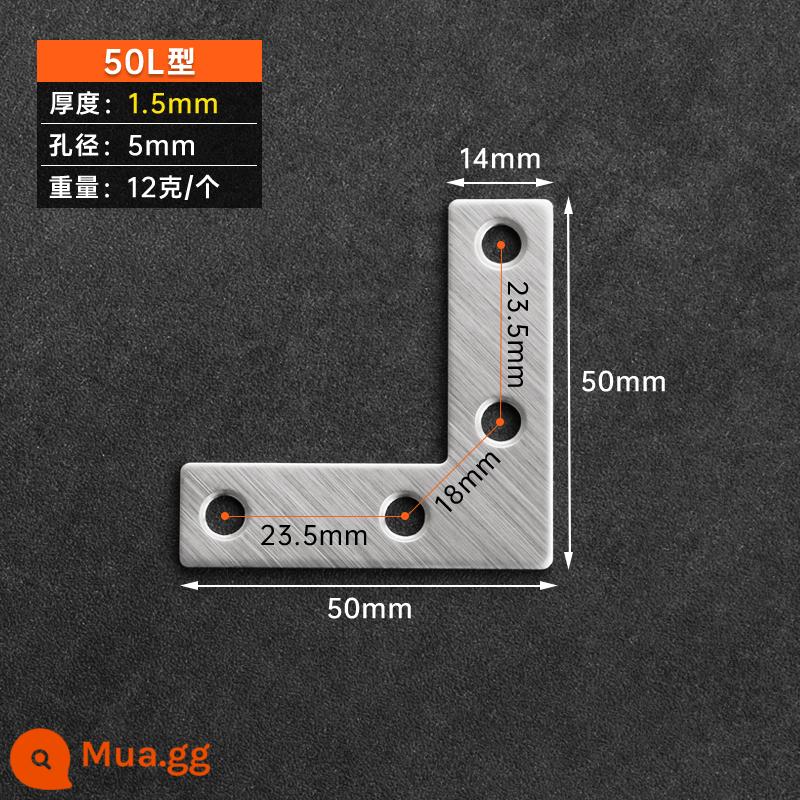 Thép không gỉ mã góc được gia cố 90 độ góc phải khối cố định Đầu nối đồ nội thất bằng sắt mảnh hình chữ L Khung sắt tam giác hình chữ T - 50L [dày 1,5] 10 miếng kèm vít gắn