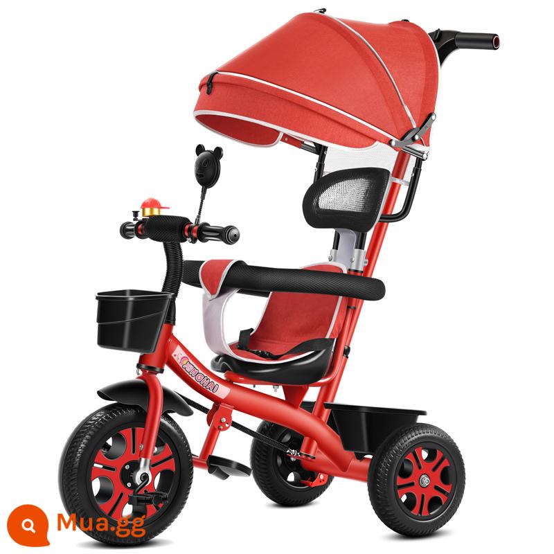 Xe ba bánh trẻ em Star Child 1-3-2-6 tuổi xe đẩy em bé cỡ lớn xe đạp trẻ em xe đẩy mẫu giáo - Mái hiên lan can tay đẩy bánh xe màu đỏ cam