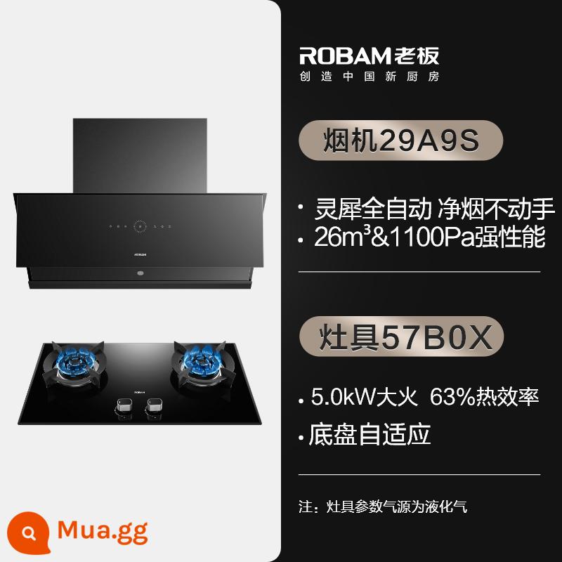 [Lingxi] Bộ bếp gas hút mùi hoàn toàn tự động hàng đầu của Boss Lingxi 29A9S - +57B0X[26m³+5.0kW]