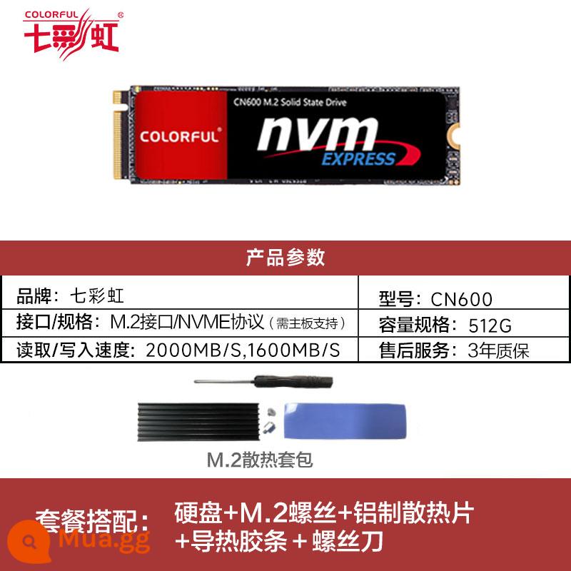 Đầy màu sắc CN600 CN700 512G/1T/2T ổ cứng thể rắn SSD máy tính để bàn NVMe máy tính xách tay 4TB - CN600 512G đọc 3000 MB/giây