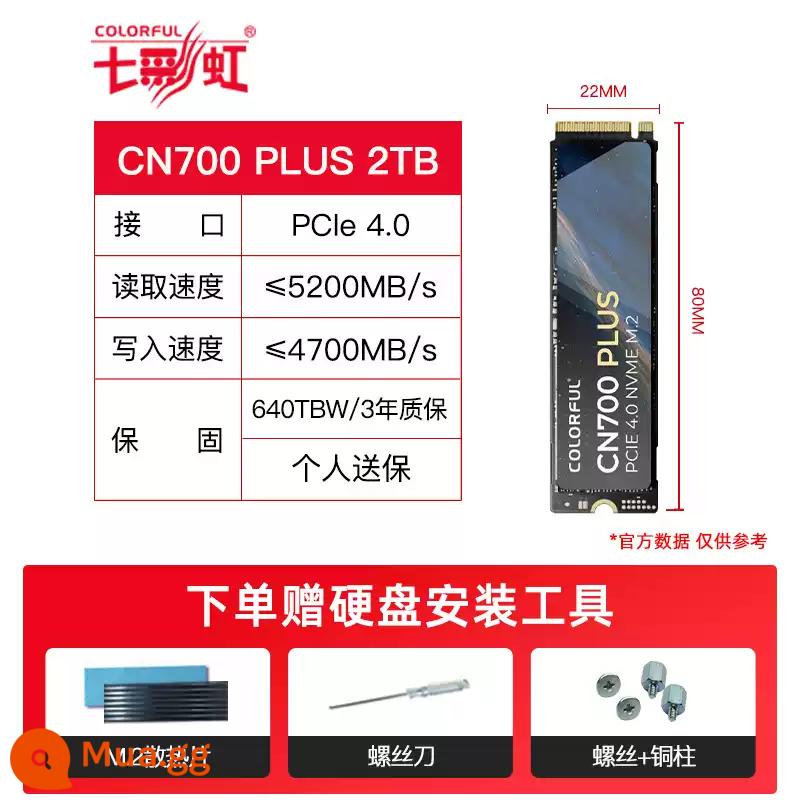 Đầy màu sắc CN600 CN700 512G/1T/2T ổ cứng thể rắn SSD máy tính để bàn NVMe máy tính xách tay 4TB - Sản phẩm mới CN700 2T PLUS đọc 5000MB/s