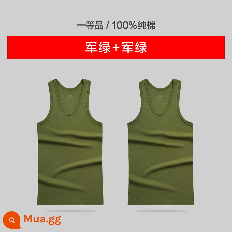 Heng Yuanxiang Áo Vest Nam Cotton Nguyên Chất Mùa Hè Đáy Mặc Phần Mỏng Vượt Rào Thể Dục Quần Lót Thể Thao Cotton Kích Thước Lớn - [2 gói] xanh + xanh