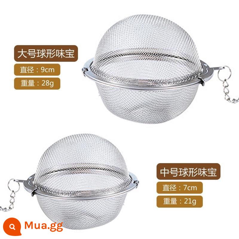 Gia vị mới túi bóng thép không gỉ 304 ướp gia vị bóng canh hầm hồi hộp đựng gia vị Weibao trà bóng - 304 vừa + lớn [7 + 9 cm]