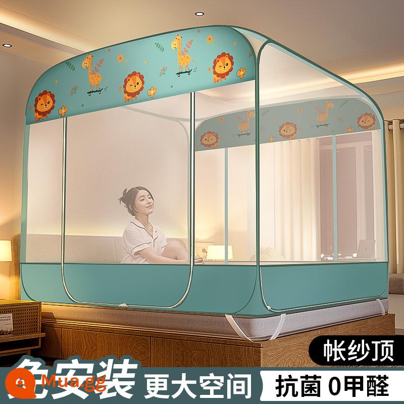 Mùng không cần lắp đặt yurt home 2022 phòng ngủ trẻ em mới chống ngã cao cấp hoa văn dày gấp tài khoản 2023 - Sư Tử và Hươu [Ba cửa, đáy toàn bộ chống rơi, mái rộng, không gian cực rộng]