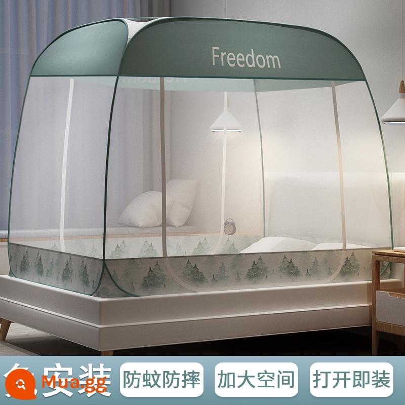 Màn chống muỗi không cần lắp đặt yurt home bedroom trẻ em chống rơi 2022 tài khoản mẫu có thể gập lại tiên tiến mới 2021 - Rừng xanh [Ba cửa·Chống rơi toàn bộ đáy] được nâng cấp lên hạng sang nhẹ