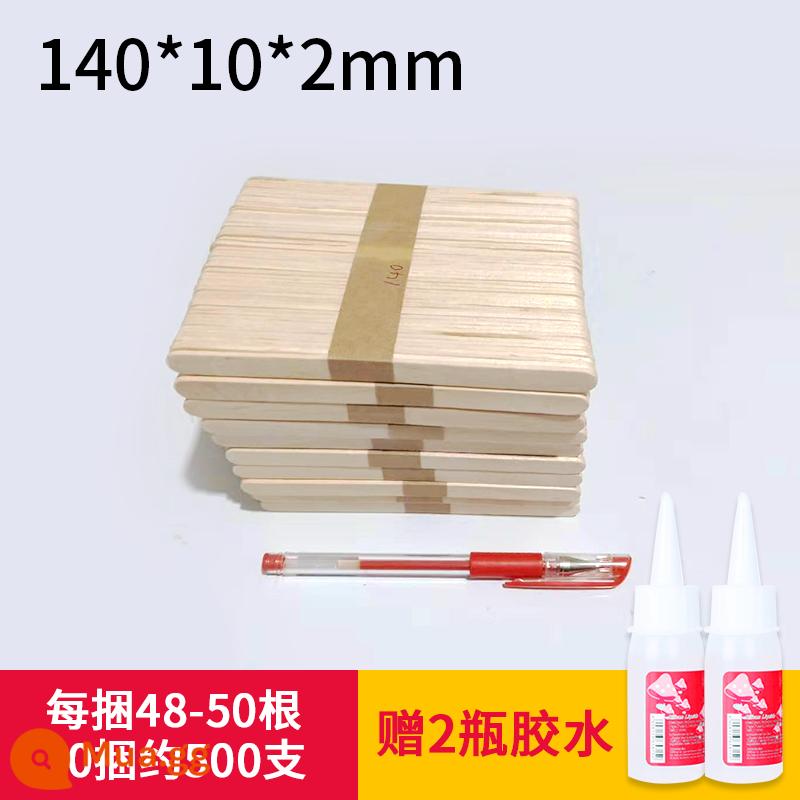 Que kem que gỗ Yidi que kem xây dựng mô hình nhà popsicle stick tự làm chất liệu handmade popsicle stick - Màu gốc 140*10*2mm, bó 10 cái, khoảng 500 miếng