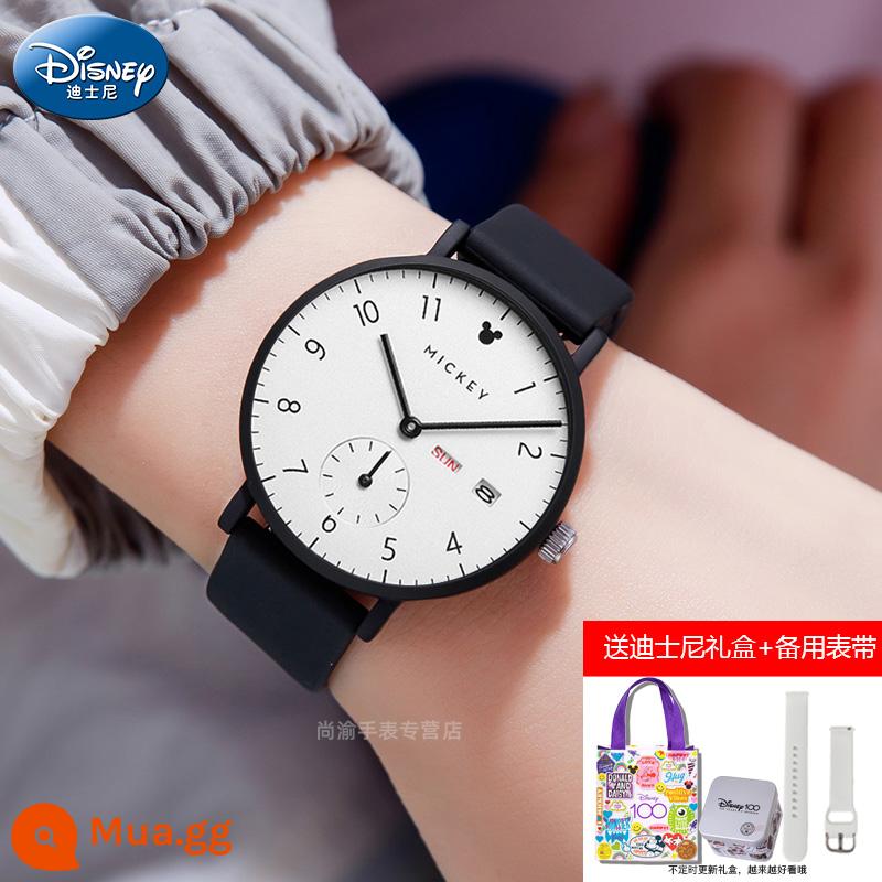 Đồng hồ Disney nữ học sinh cấp 2 giá trị cao học sinh cấp 3 2023 cơ khí chống nước mới kỳ thi đặc biệt - Đen trắng + dây đeo dự phòng