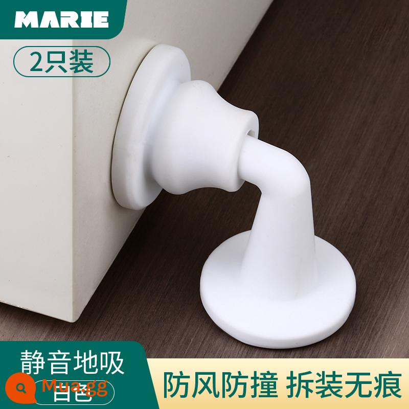 Cửa hút miễn phí đấm mới silicone chống va chạm chặn cửa cửa cảm ứng chặn cửa trang điểm cửa phòng cửa hút phía sau cửa hút cố định - Hút đất 2 màu trắng