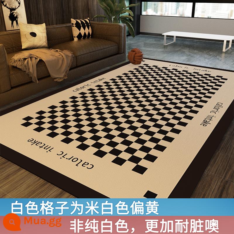 Checkerboard Thảm Da Phòng Khách Thoáng Mát Sàn Miễn Phí Chăm Sóc Chống Nước Giày Lười Dùng Một Lần Bàn Thảm Phòng Ngủ Đầu Giường Chăn - Bàn cờ màu be và đen (mát mẻ và thoải mái) (mẫu này có màu be + đen)