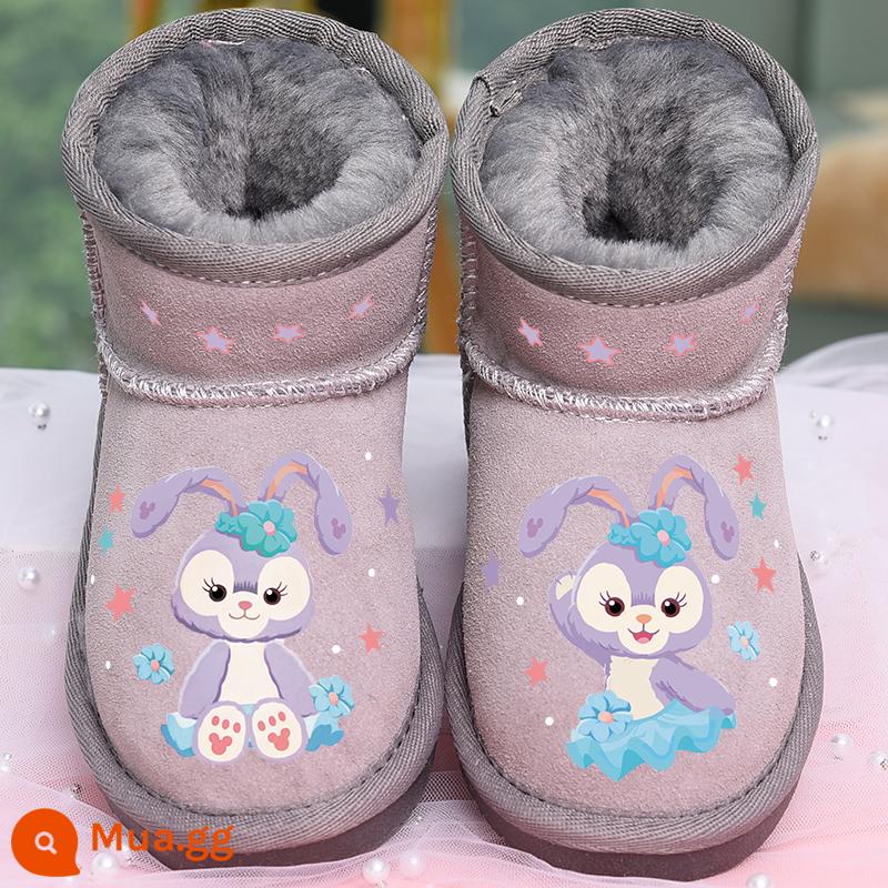 Giày bông tuyết cho trẻ em giày bông Girl cotton giày 2022 Mùa đông Giày trẻ em mới dành ấm cho trẻ em Boots - xám